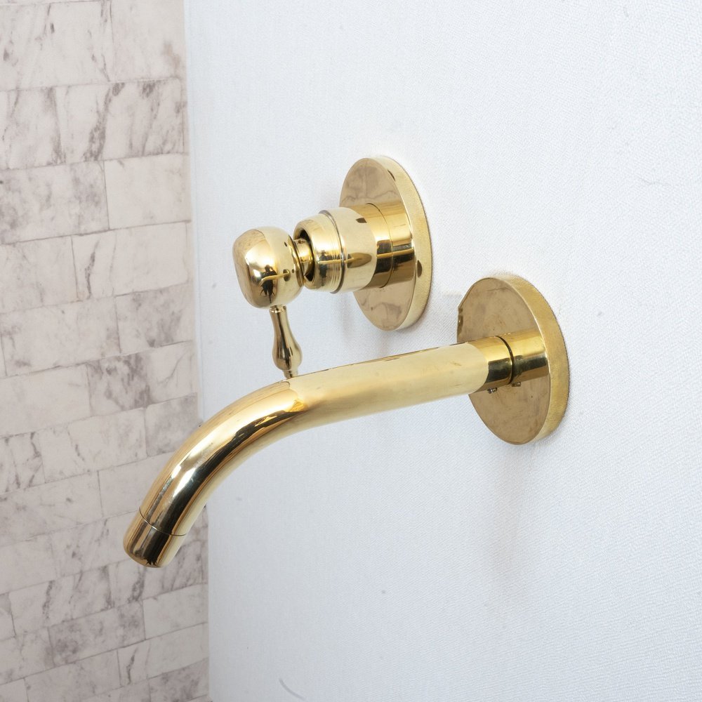 Unlacquered Brass Wall Mounted Mixer Faucet
