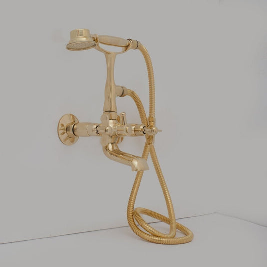 Unlacquered Solid Brass Telephone Tub Filler with Handheld